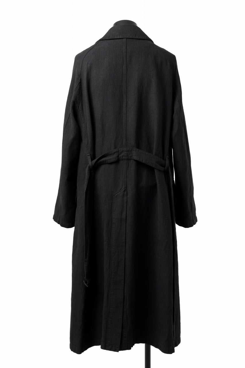 Load image into Gallery viewer, ISAMU KATAYAMA BACKLASH OVER COAT / GARMENT NATURAL DYED WOVEN + ELECTRIC HEATING LINER (SUMI)
