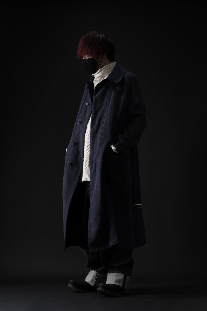 Load image into Gallery viewer, ISAMU KATAYAMA BACKLASH OVER COAT / GARMENT NATURAL DYED WOVEN + ELECTRIC HEATING LINER (INDIGO)