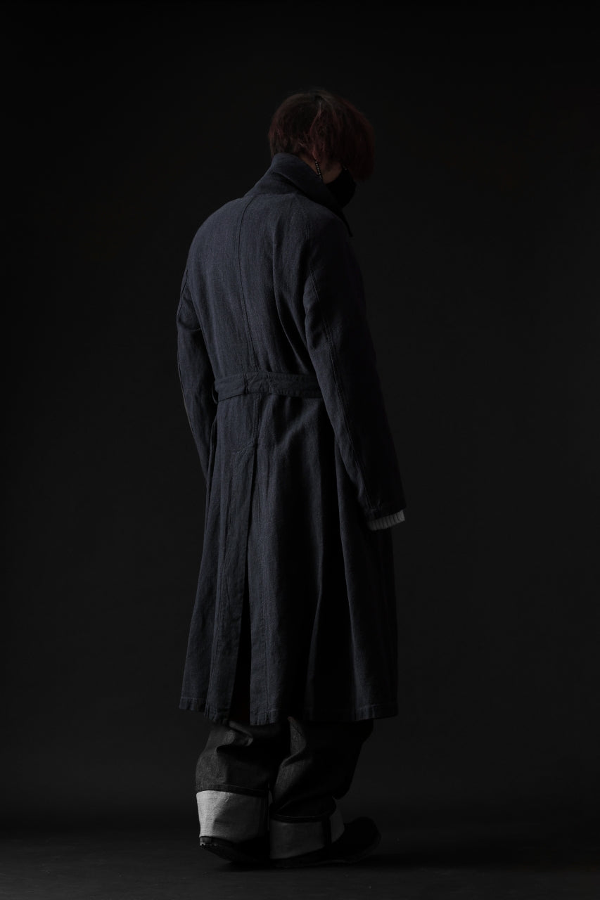 Load image into Gallery viewer, ISAMU KATAYAMA BACKLASH OVER COAT / GARMENT NATURAL DYED WOVEN + ELECTRIC HEATING LINER (INDIGO)