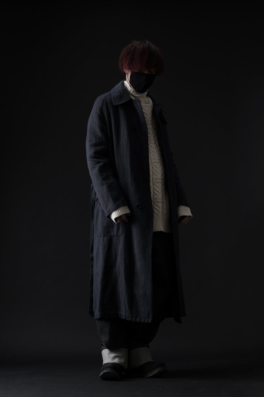 Load image into Gallery viewer, ISAMU KATAYAMA BACKLASH OVER COAT / GARMENT NATURAL DYED WOVEN + ELECTRIC HEATING LINER (INDIGO)
