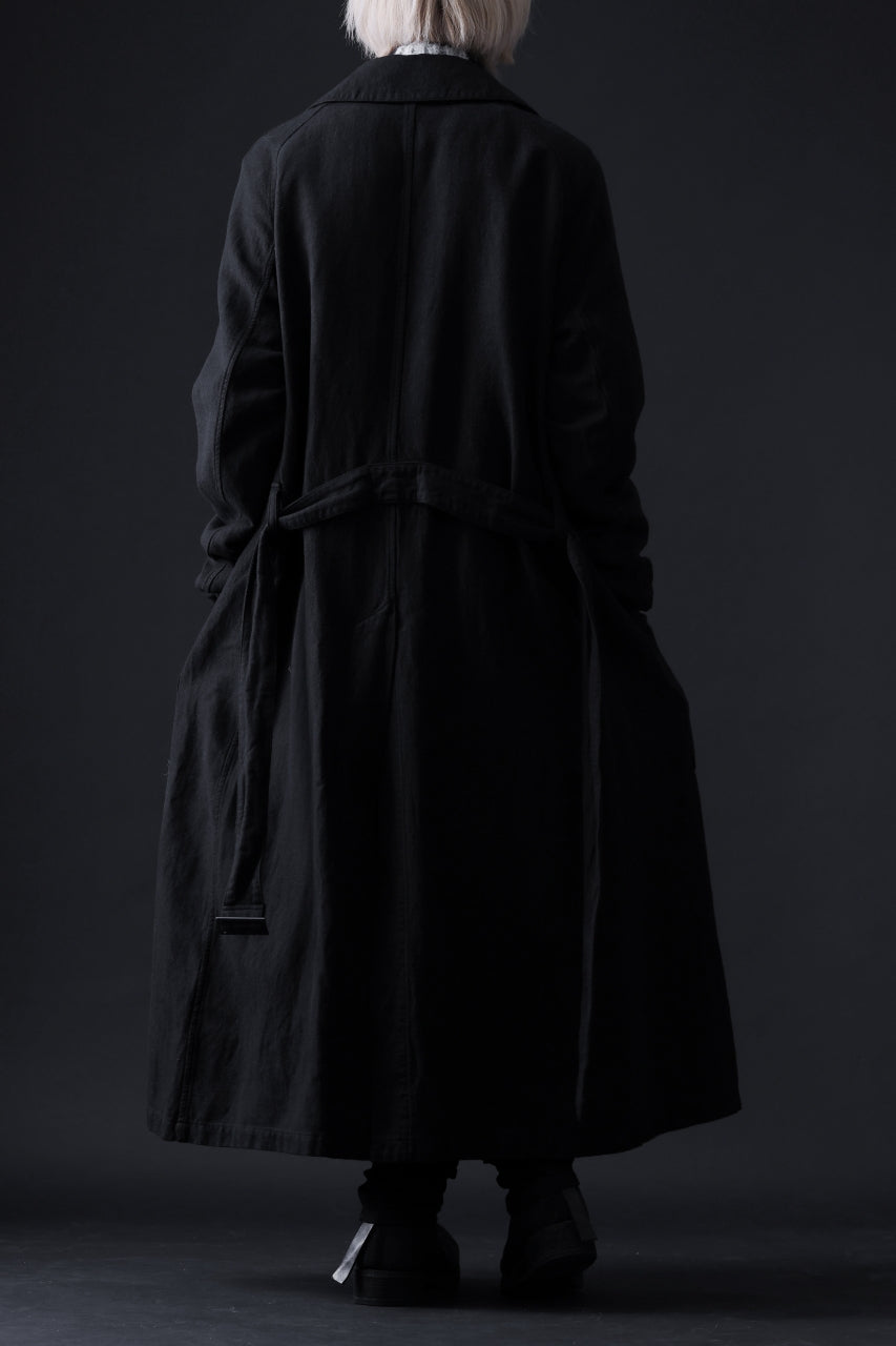 Load image into Gallery viewer, ISAMU KATAYAMA BACKLASH OVER COAT / GARMENT NATURAL DYED WOVEN + ELECTRIC HEATING LINER (SUMI)