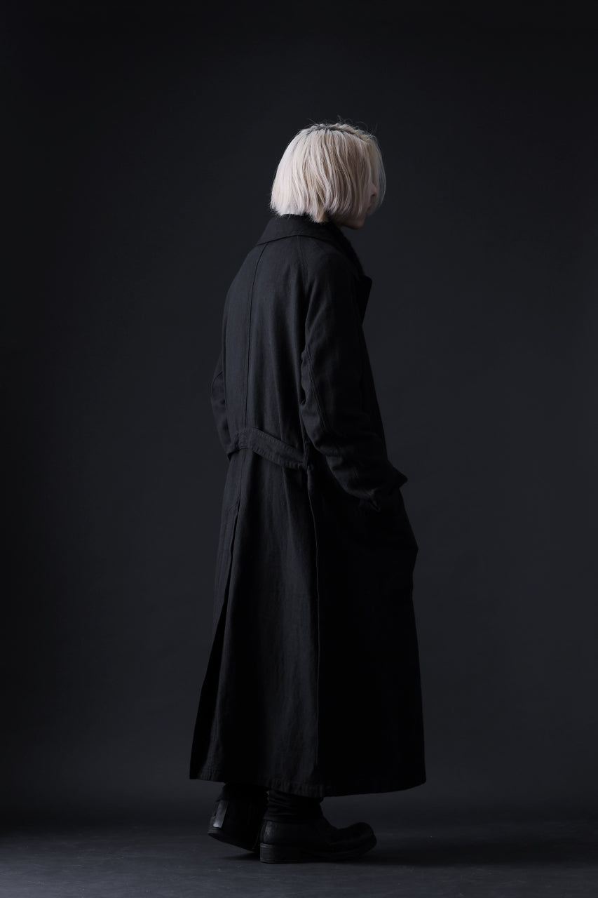 Load image into Gallery viewer, ISAMU KATAYAMA BACKLASH OVER COAT / GARMENT NATURAL DYED WOVEN + ELECTRIC HEATING LINER (SUMI)