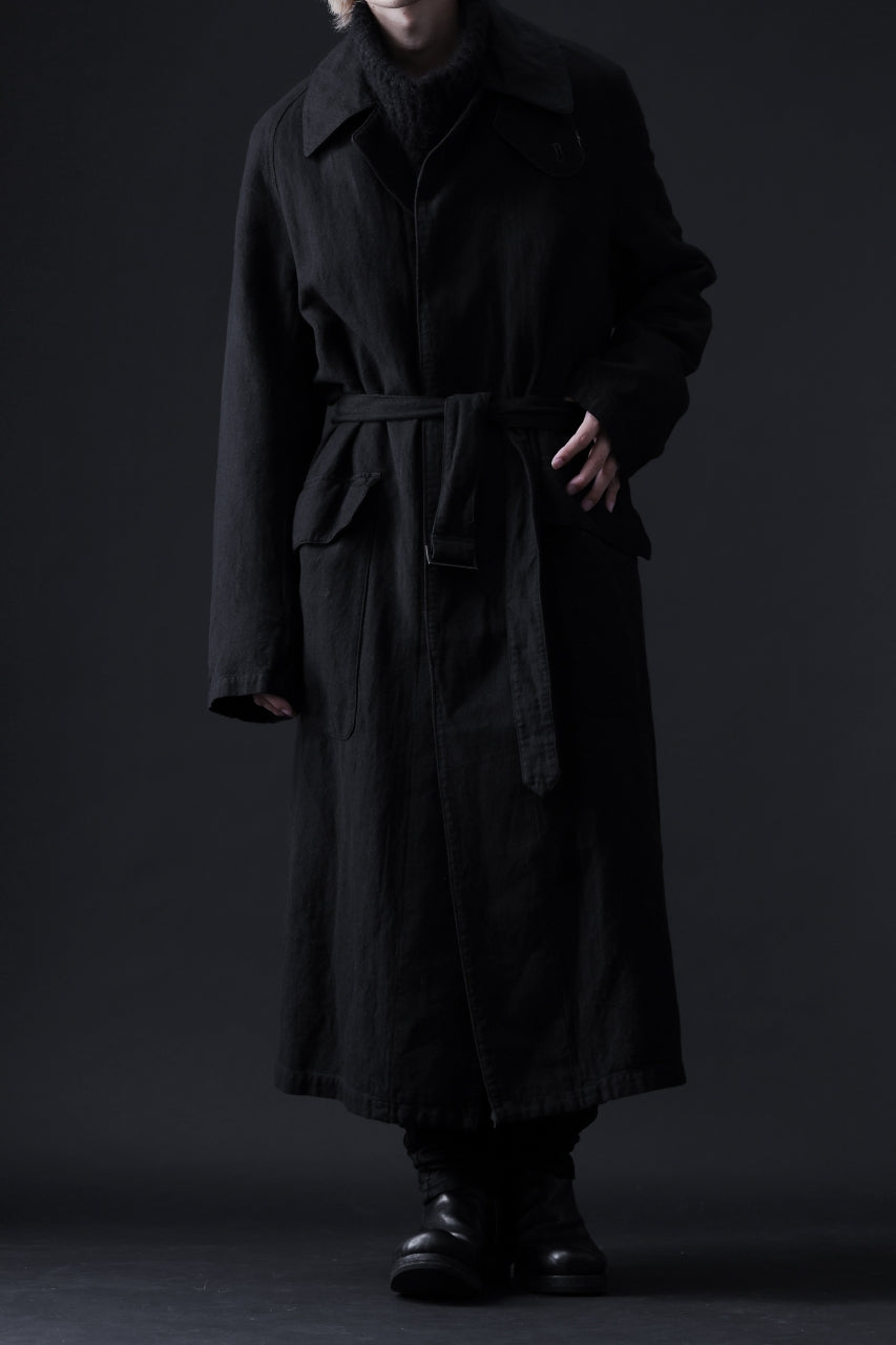 Load image into Gallery viewer, ISAMU KATAYAMA BACKLASH OVER COAT / GARMENT NATURAL DYED WOVEN + ELECTRIC HEATING LINER (SUMI)