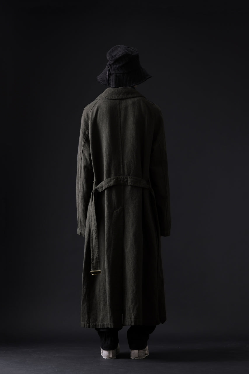 Load image into Gallery viewer, ISAMU KATAYAMA BACKLASH OVER COAT / GARMENT NATURAL DYED WOVEN + ELECTRIC HEATING LINER (LEAF)