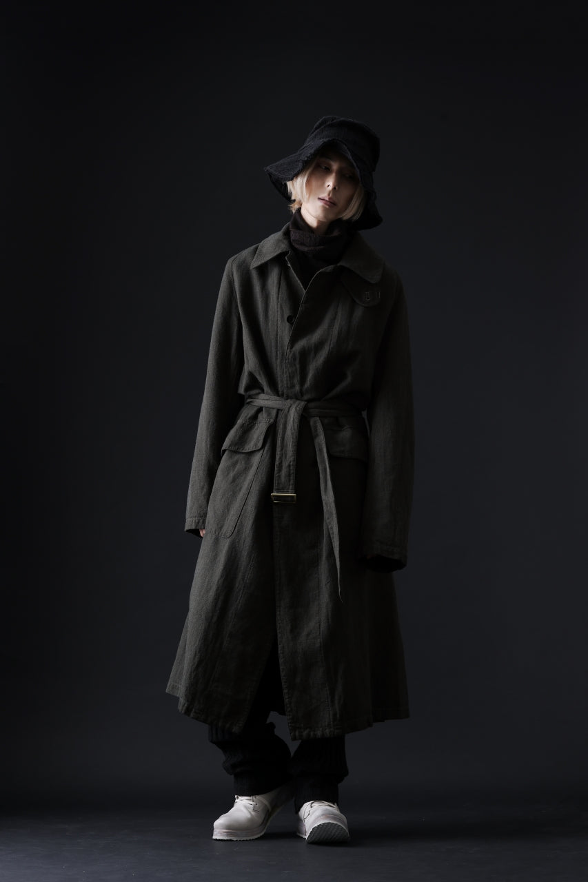 Load image into Gallery viewer, ISAMU KATAYAMA BACKLASH OVER COAT / GARMENT NATURAL DYED WOVEN + ELECTRIC HEATING LINER (LEAF)