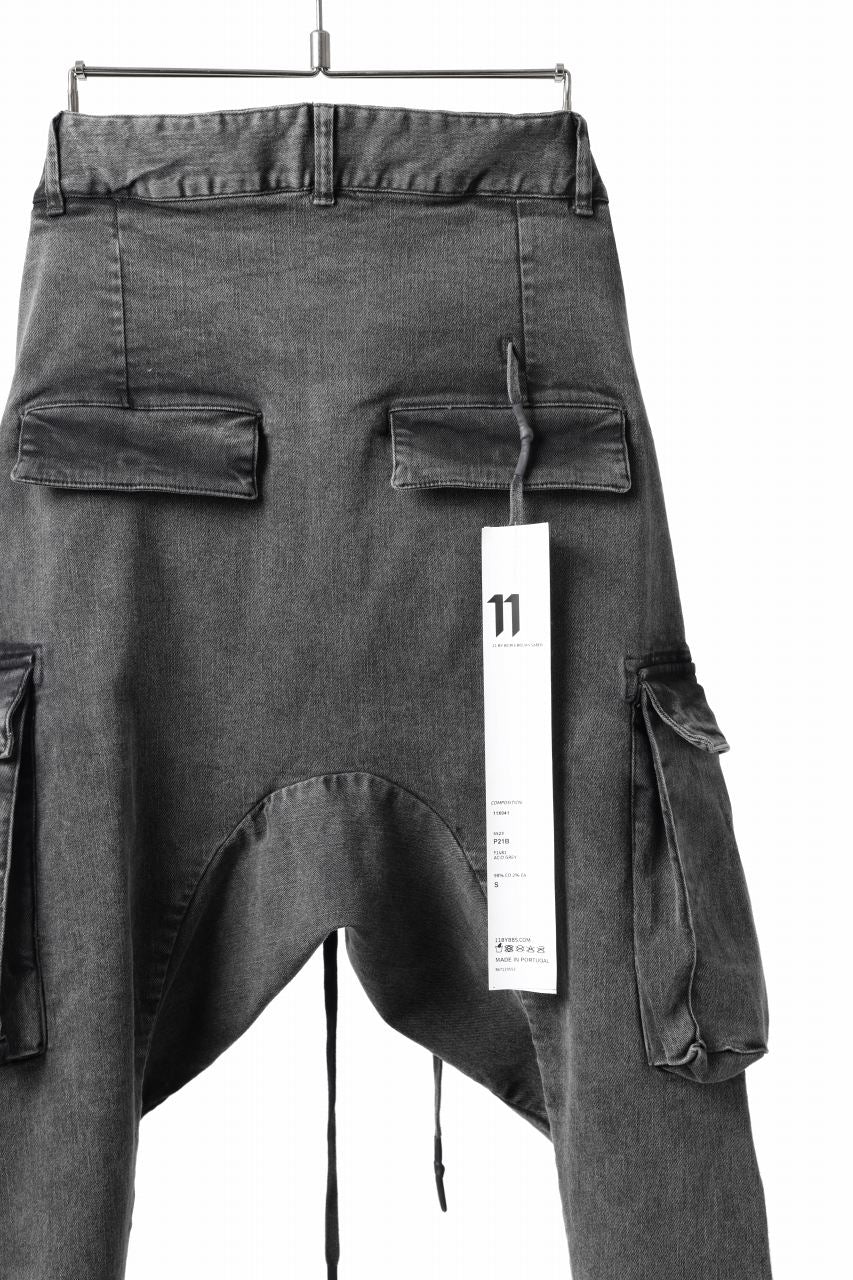 画像をギャラリービューアに読み込む, 11 BY BORIS BIDJAN SABERI CARGO POCKET PANTS / ACID OBJECT DYED "P21B-F-1481" (ACID GREY)