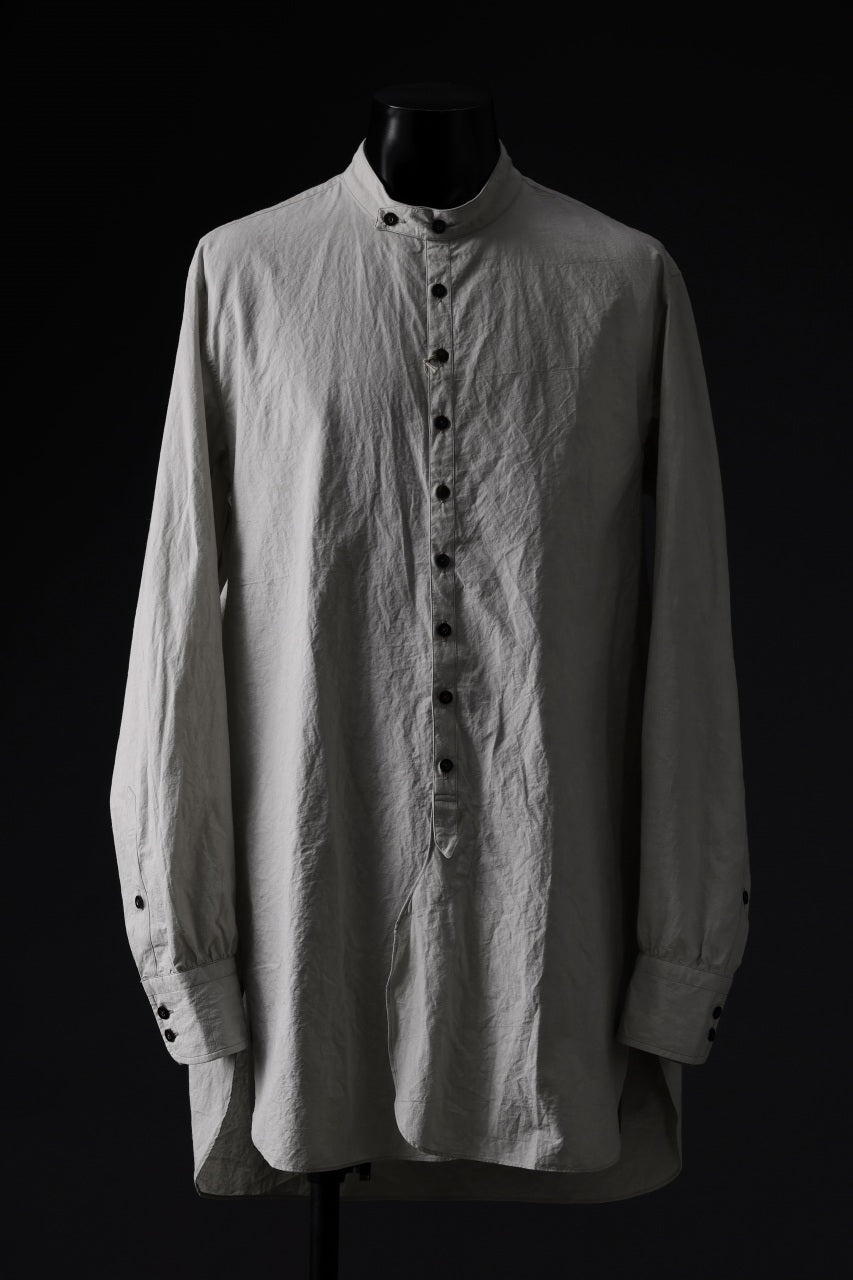 Load image into Gallery viewer, KLASICA BAND COLLAR FINE STITCHED SHIRT / HAND DYED TWCOLI (CONCRETE)
