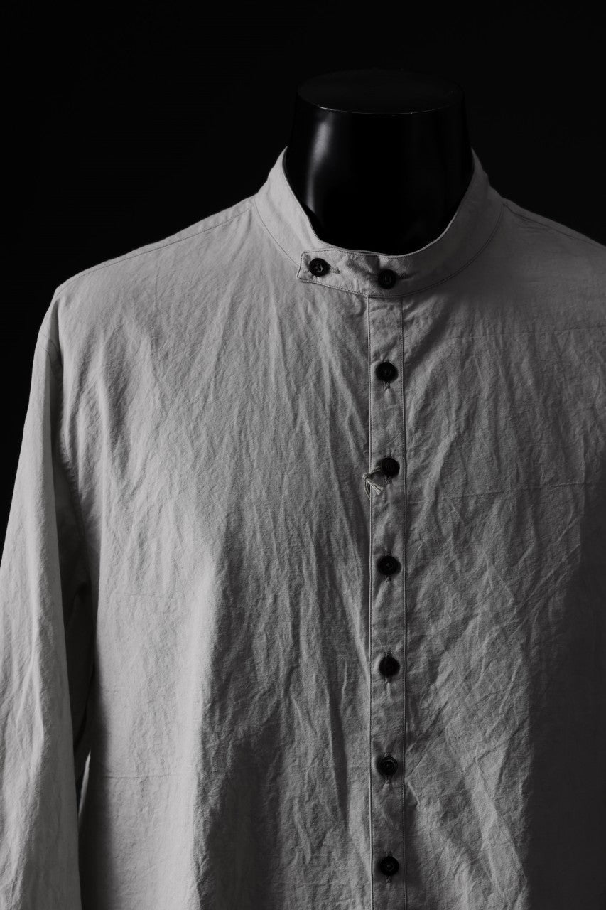 Load image into Gallery viewer, KLASICA BAND COLLAR FINE STITCHED SHIRT / HAND DYED TWCOLI (CONCRETE)
