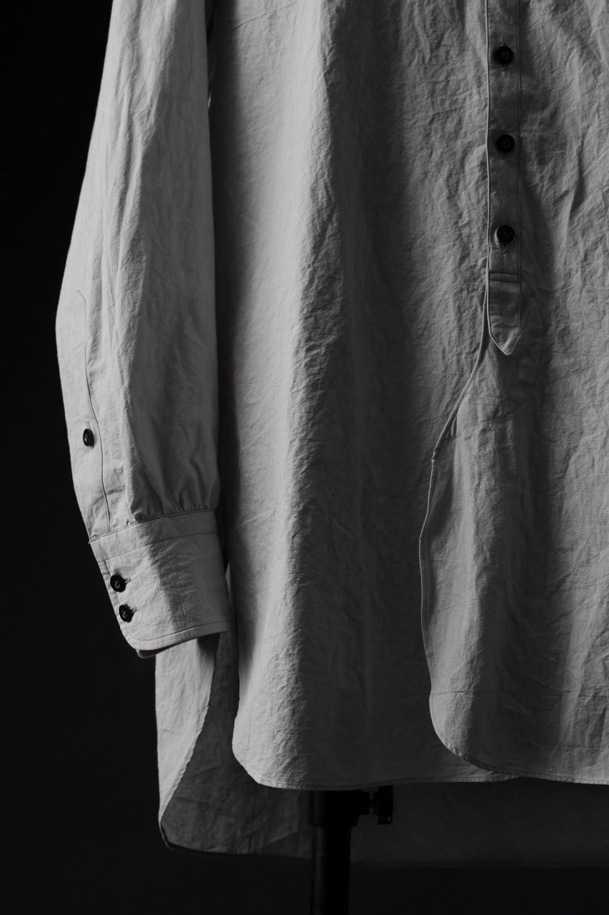 画像をギャラリービューアに読み込む, KLASICA BAND COLLAR FINE STITCHED SHIRT / HAND DYED COTTON-LINEN (CONCRETE)