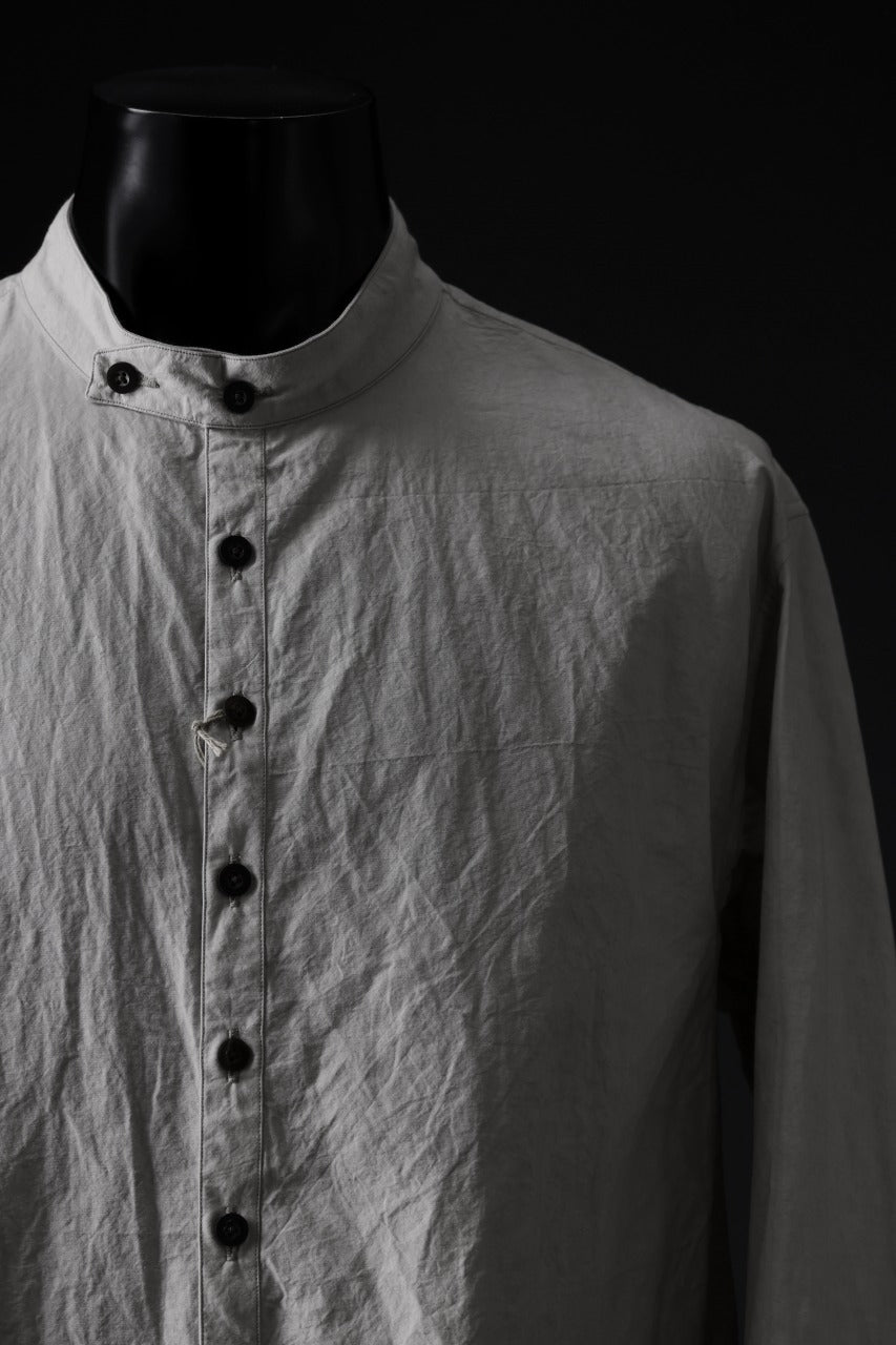 画像をギャラリービューアに読み込む, KLASICA BAND COLLAR FINE STITCHED SHIRT / HAND DYED COTTON-LINEN (CONCRETE)