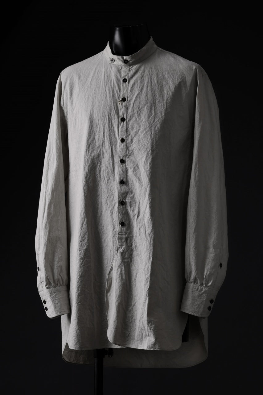 Load image into Gallery viewer, KLASICA BAND COLLAR FINE STITCHED SHIRT / HAND DYED TWCOLI (CONCRETE)