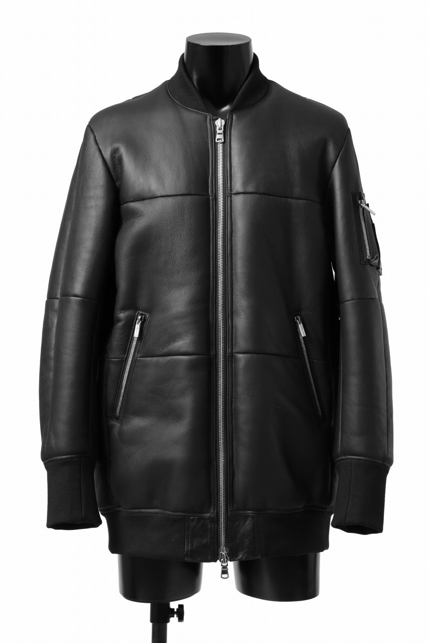 画像をギャラリービューアに読み込む, ierib ma-1 bomber jacket / toskana sheep shearling mooton (BLACK x ORANGE)