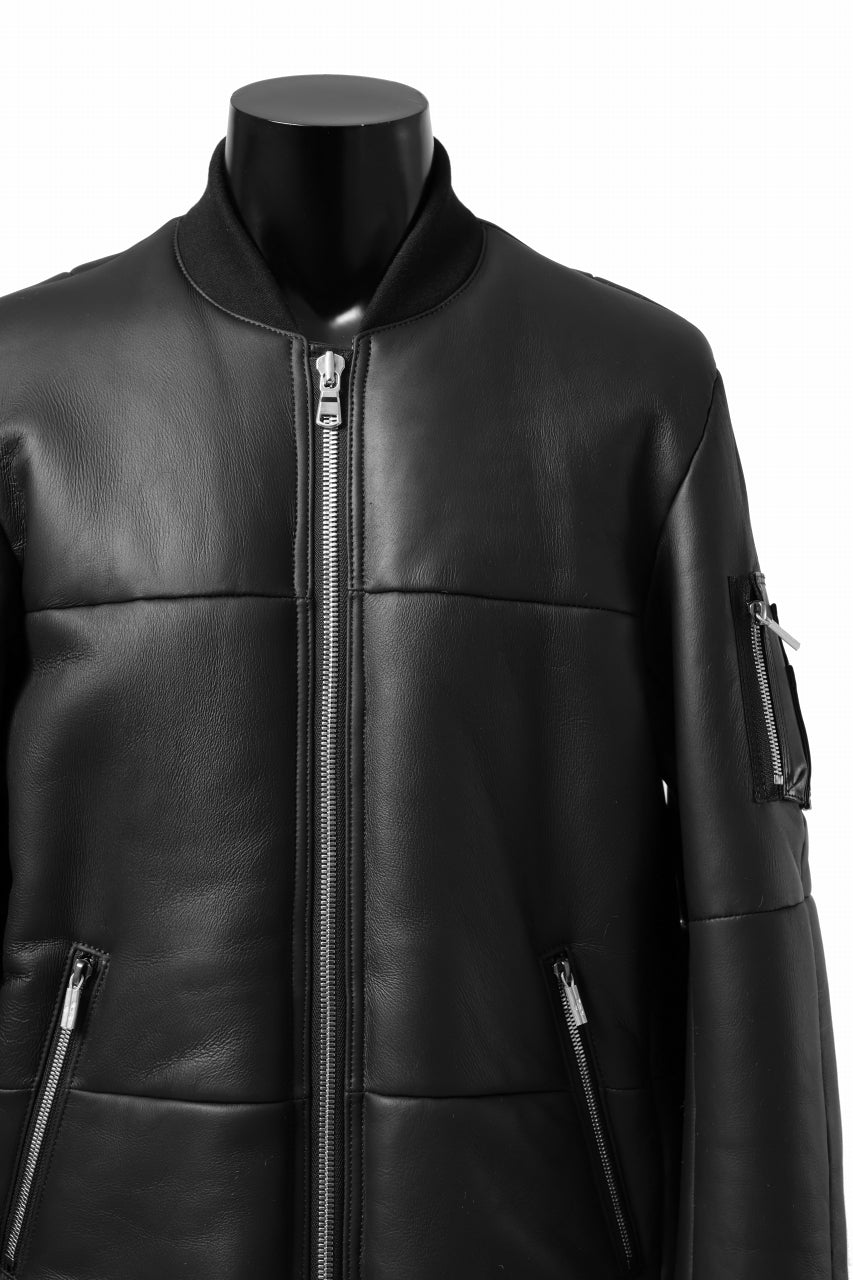 画像をギャラリービューアに読み込む, ierib ma-1 bomber jacket / toskana sheep shearling mooton (BLACK x ORANGE)