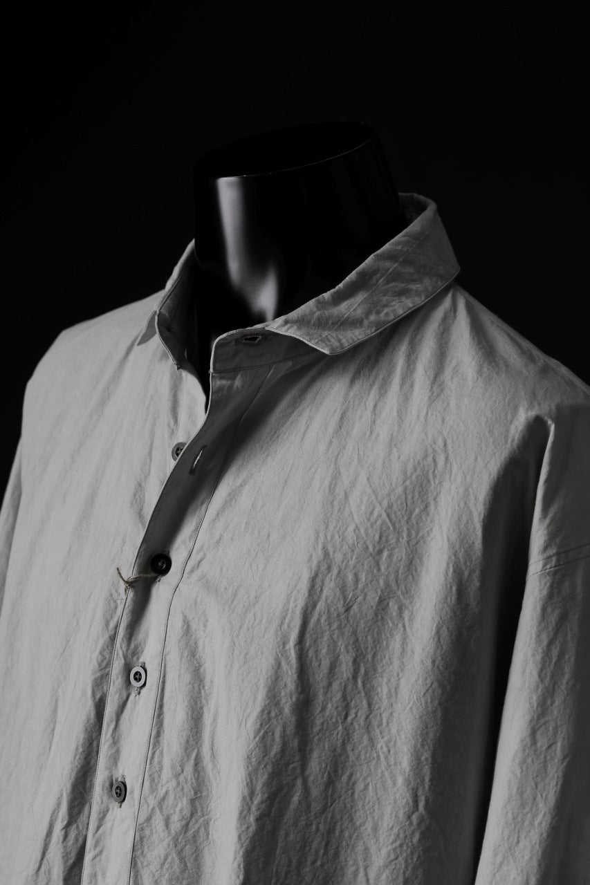 画像をギャラリービューアに読み込む, KLASICA REGULAR COLLAR OVER SIZED SHIRT / HAND DYED COTTON-LINEN (CONCRETE)
