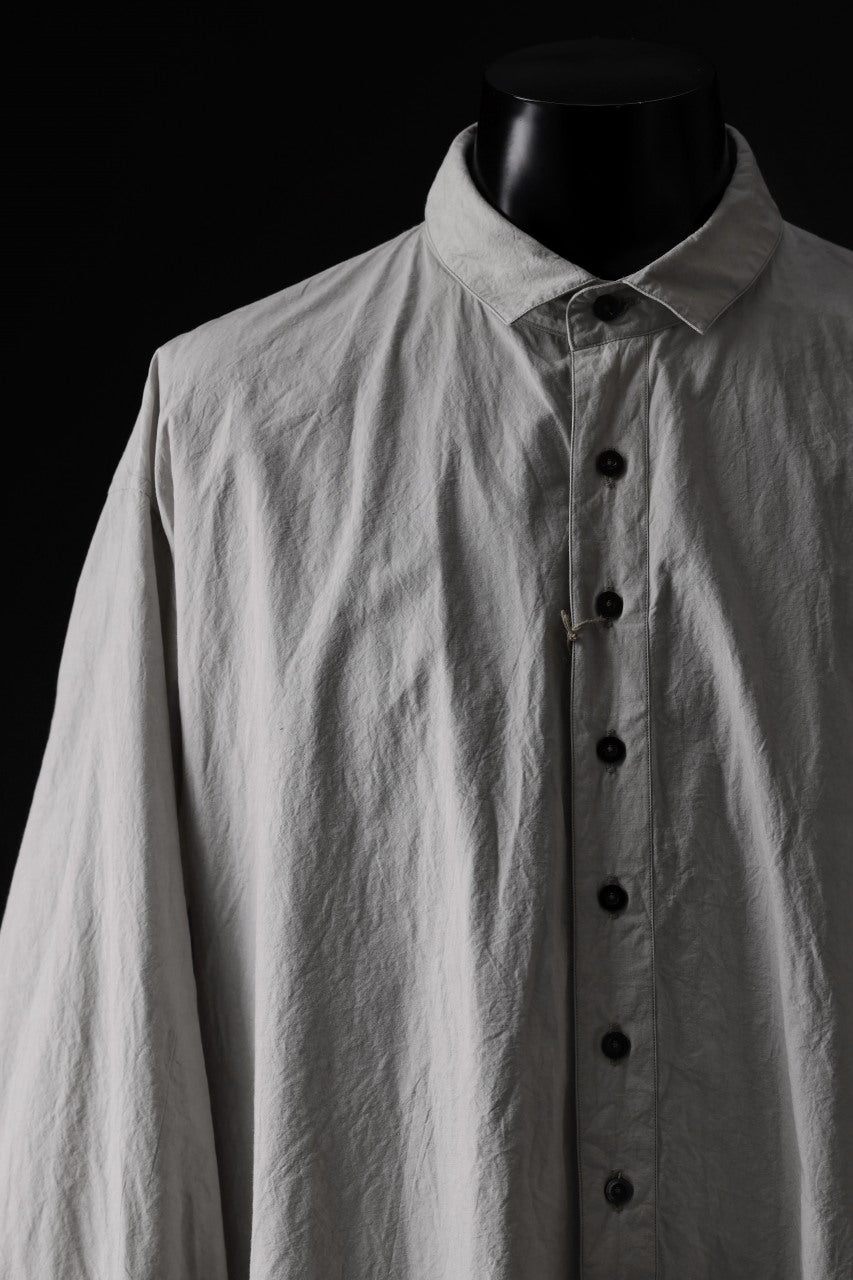 画像をギャラリービューアに読み込む, KLASICA REGULAR COLLAR OVER SIZED SHIRT / HAND DYED COTTON-LINEN (CONCRETE)
