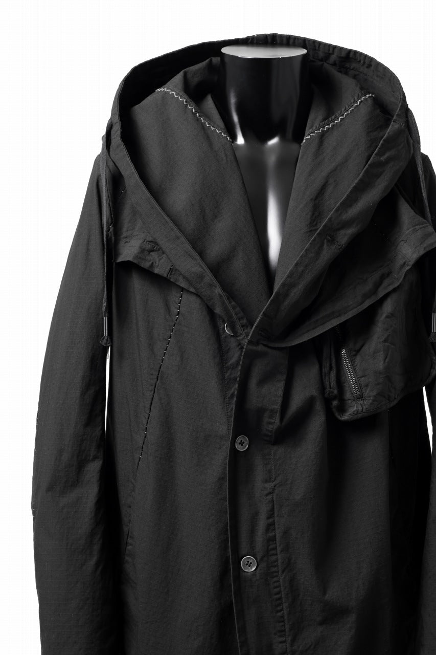画像をギャラリービューアに読み込む, masnada CROPPED LOOSE POCKET PARKA JACKET / STRETCH COTTON RIPSTOP (SOLID BLACK)
