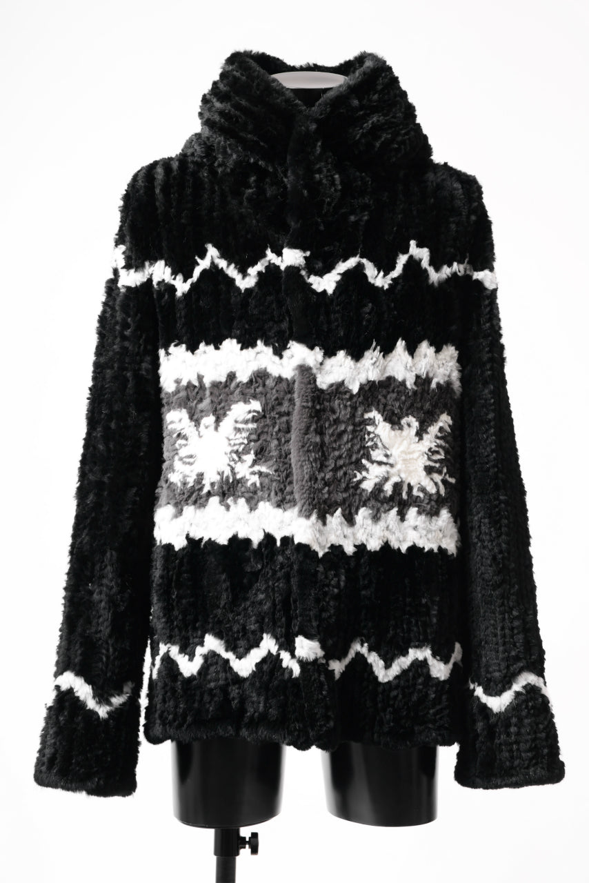 画像をギャラリービューアに読み込む, ISAMU KATAYAMA BACKLASH KNIT HOODIE BLOUSON / RABBIT FUR (BLACK)