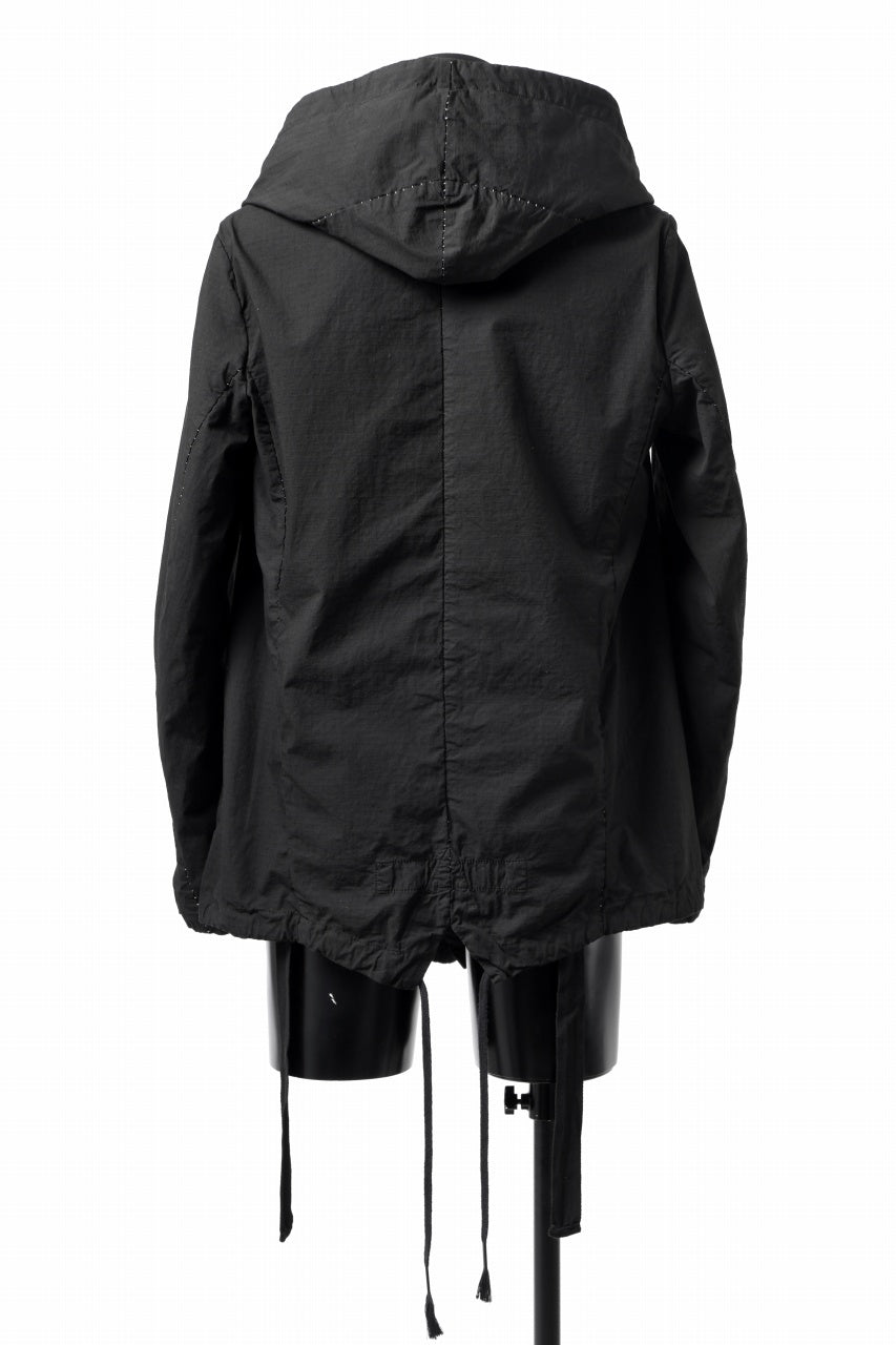 画像をギャラリービューアに読み込む, masnada CROPPED LOOSE POCKET PARKA JACKET / STRETCH COTTON RIPSTOP (SOLID BLACK)
