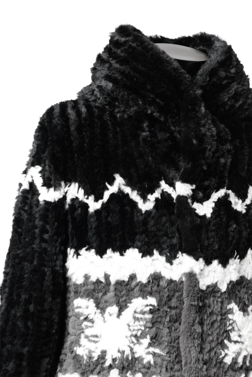 画像をギャラリービューアに読み込む, ISAMU KATAYAMA BACKLASH KNIT HOODIE BLOUSON / RABBIT FUR (BLACK)