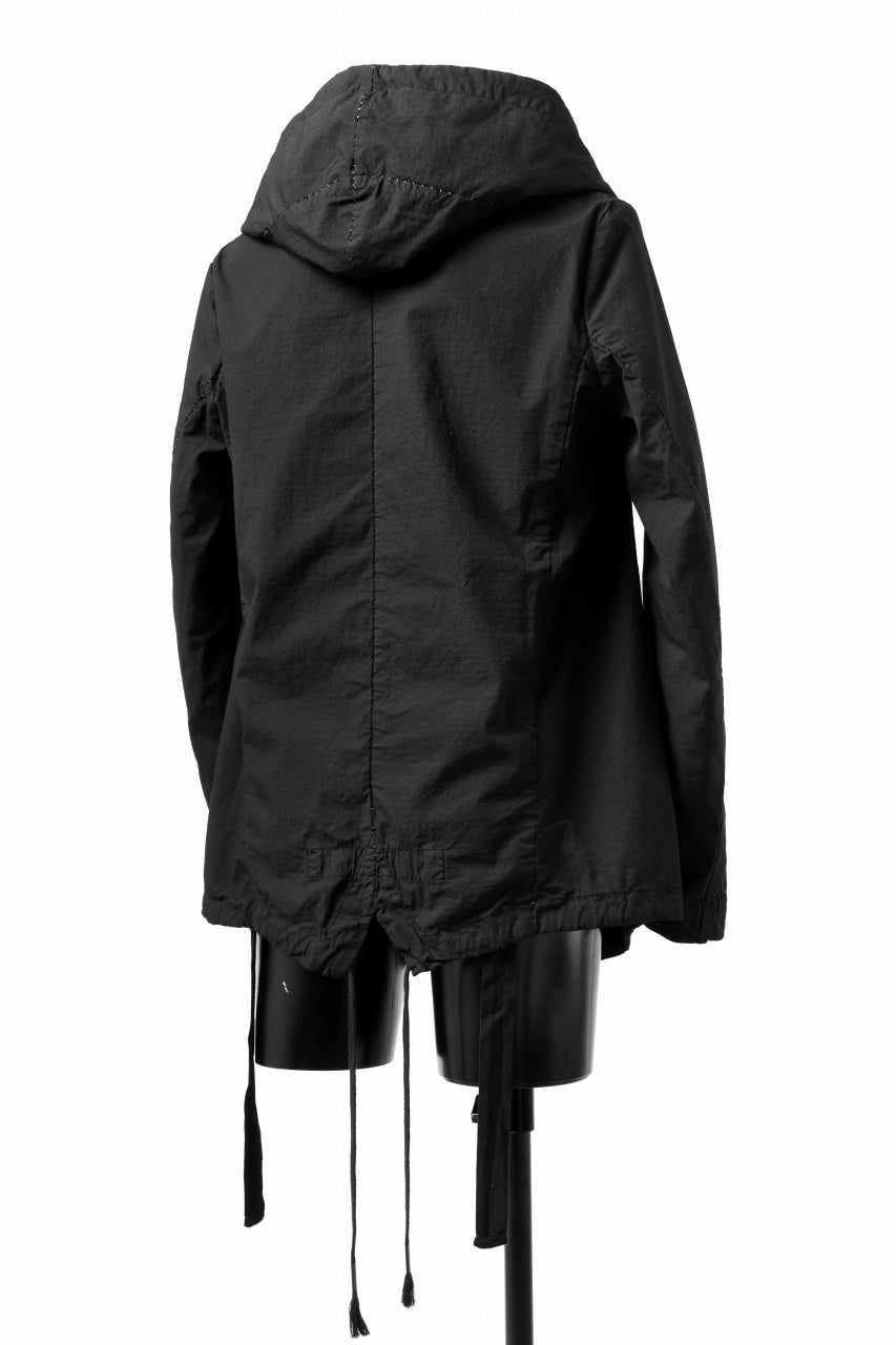 画像をギャラリービューアに読み込む, masnada CROPPED LOOSE POCKET PARKA JACKET / STRETCH COTTON RIPSTOP (SOLID BLACK)