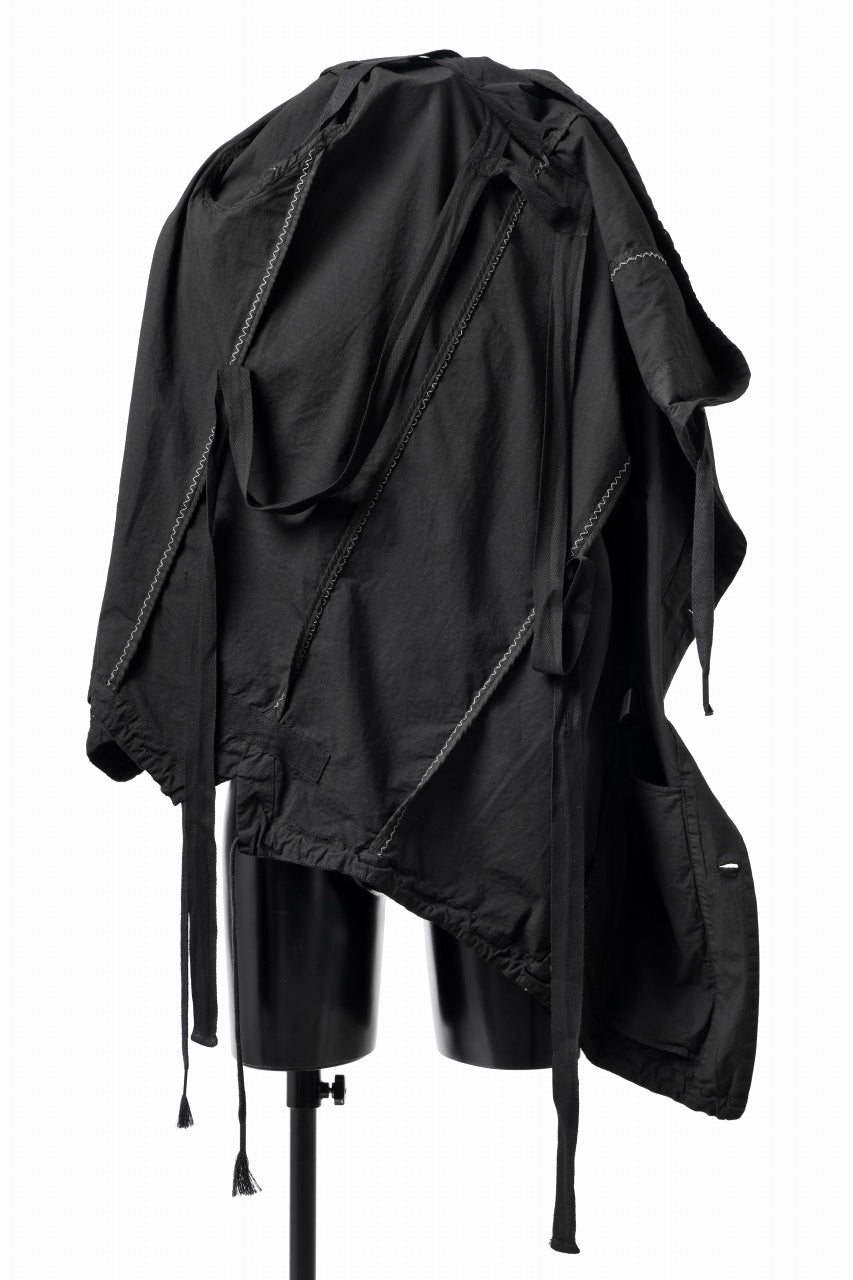 画像をギャラリービューアに読み込む, masnada CROPPED LOOSE POCKET PARKA JACKET / STRETCH COTTON RIPSTOP (SOLID BLACK)