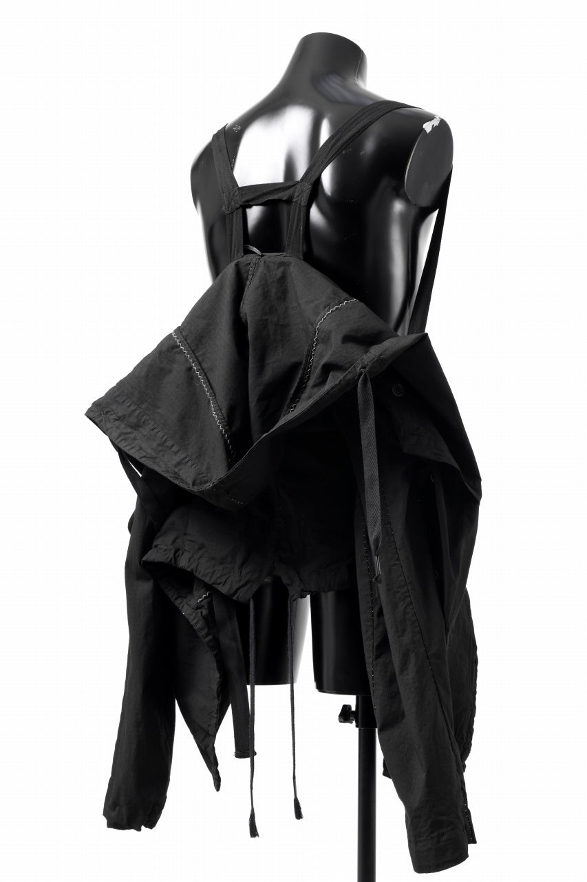 画像をギャラリービューアに読み込む, masnada CROPPED LOOSE POCKET PARKA JACKET / STRETCH COTTON RIPSTOP (SOLID BLACK)