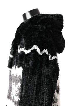 画像をギャラリービューアに読み込む, ISAMU KATAYAMA BACKLASH KNIT HOODIE BLOUSON / RABBIT FUR (BLACK)