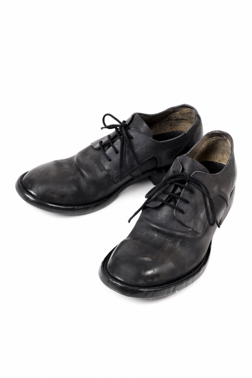 画像をギャラリービューアに読み込む, BORIS BIDJAN SABERI HORSE CULATTA SKIN DERBY SHOES / OBJECT DYED AND HAND-TREATED "SHOE2.1" (BLACK)