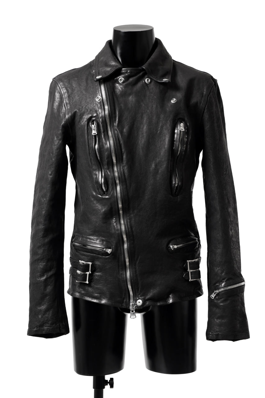 画像をギャラリービューアに読み込む, ISAMU KATAYAMA BACKLASH DOUBLE RIDERS JACKET "LIGHTNING" / GARMENT WASHED JP CALF (BLACK)