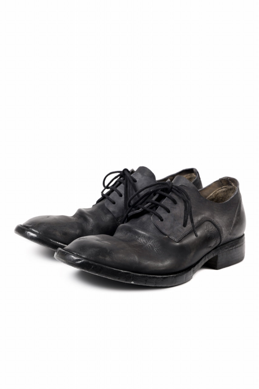 画像をギャラリービューアに読み込む, BORIS BIDJAN SABERI HORSE CULATTA SKIN DERBY SHOES / OBJECT DYED AND HAND-TREATED &quot;SHOE2.1&quot; (BLACK)