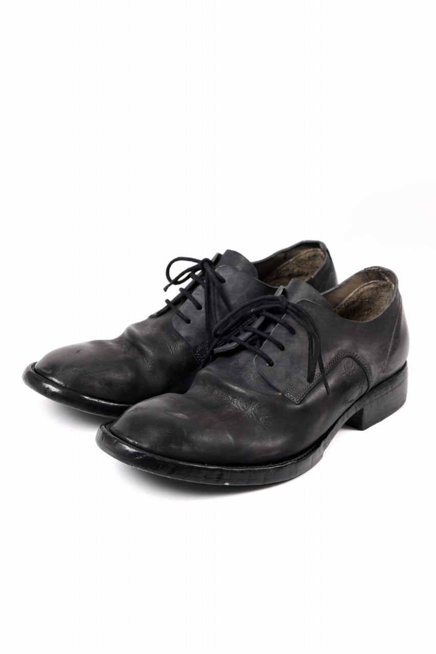 画像をギャラリービューアに読み込む, BORIS BIDJAN SABERI HORSE CULATTA SKIN DERBY SHOES / OBJECT DYED AND HAND-TREATED "SHOE2.1" (BLACK)
