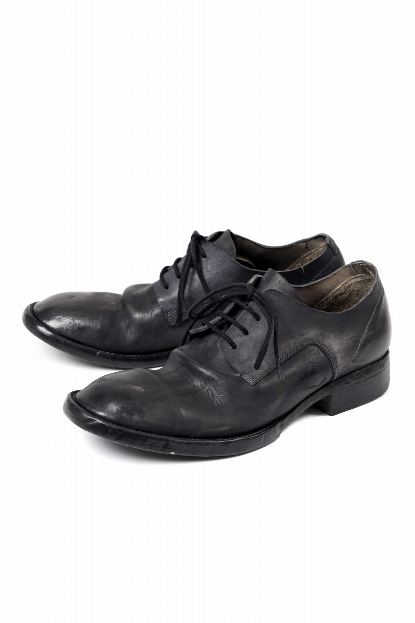 画像をギャラリービューアに読み込む, BORIS BIDJAN SABERI HORSE CULATTA SKIN DERBY SHOES / OBJECT DYED AND HAND-TREATED &quot;SHOE2.1&quot; (BLACK)