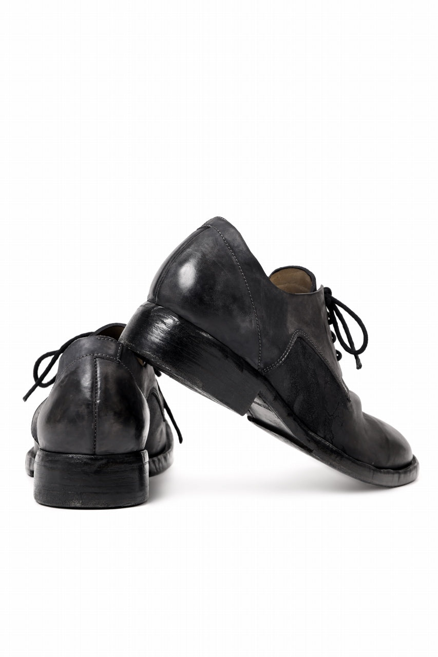 画像をギャラリービューアに読み込む, BORIS BIDJAN SABERI HORSE CULATTA SKIN DERBY SHOES / OBJECT DYED AND HAND-TREATED "SHOE2.1" (BLACK)