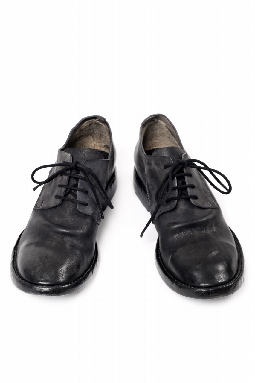 画像をギャラリービューアに読み込む, BORIS BIDJAN SABERI HORSE CULATTA SKIN DERBY SHOES / OBJECT DYED AND HAND-TREATED "SHOE2.1" (BLACK)