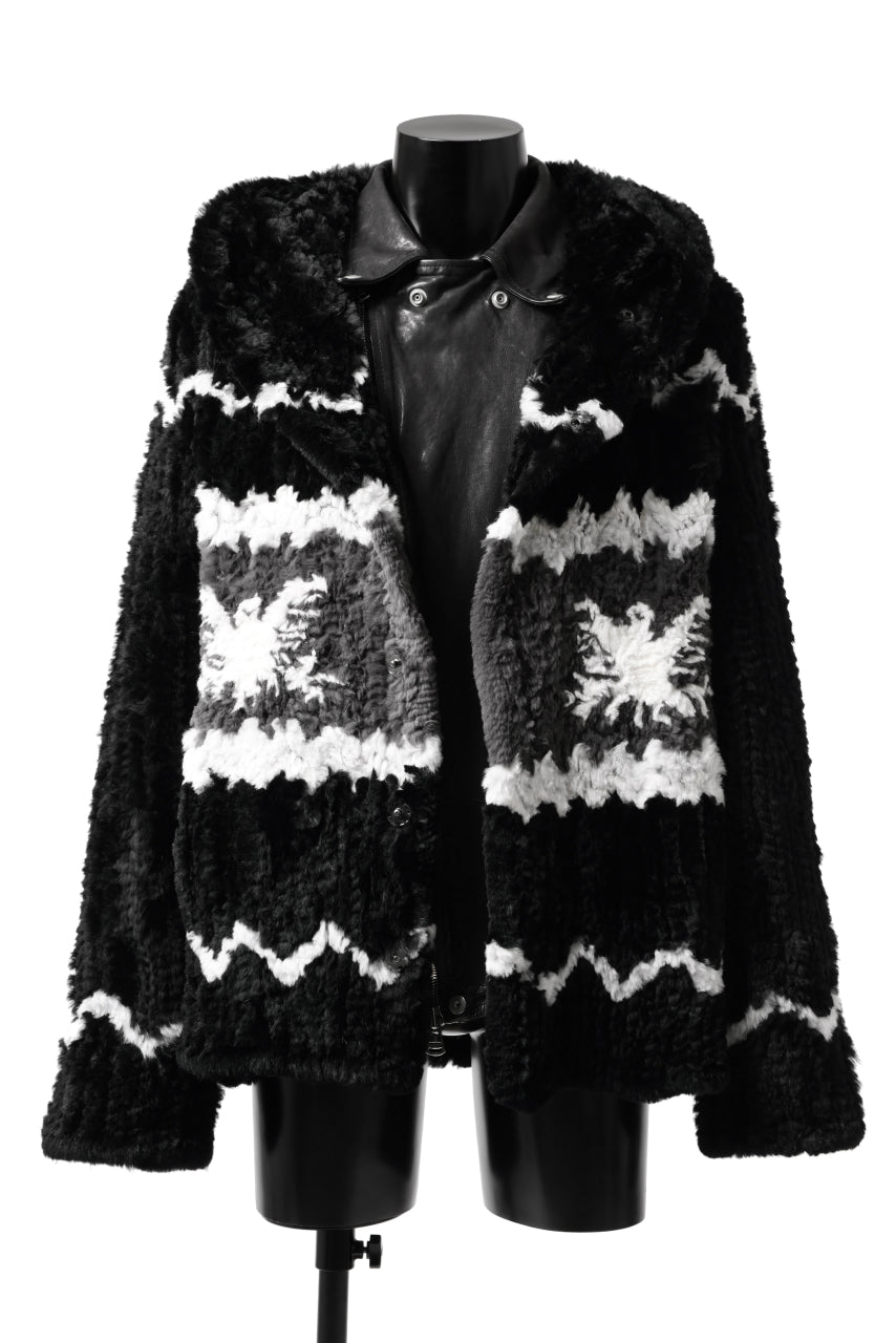 画像をギャラリービューアに読み込む, ISAMU KATAYAMA BACKLASH KNIT HOODIE BLOUSON / RABBIT FUR (BLACK)