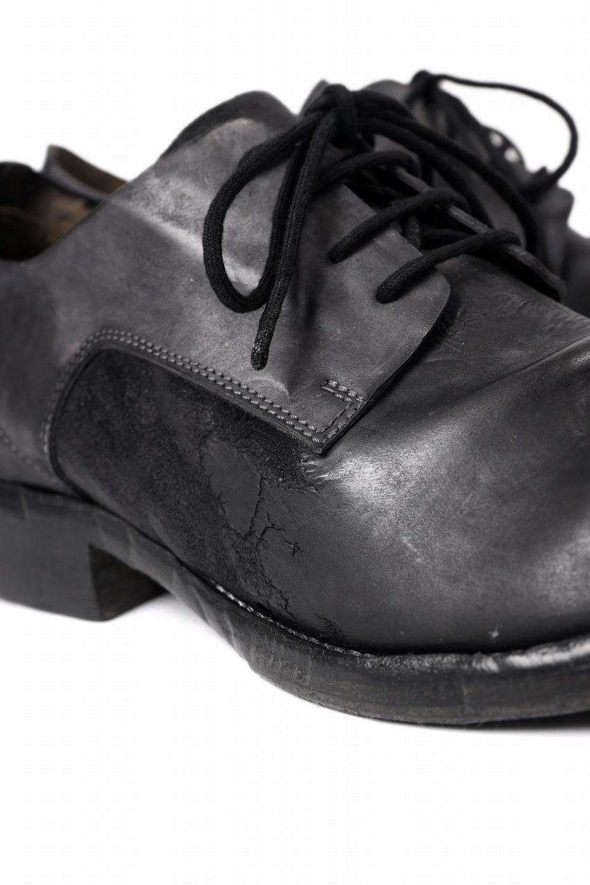 画像をギャラリービューアに読み込む, BORIS BIDJAN SABERI HORSE CULATTA SKIN DERBY SHOES / OBJECT DYED AND HAND-TREATED &quot;SHOE2.1&quot; (BLACK)