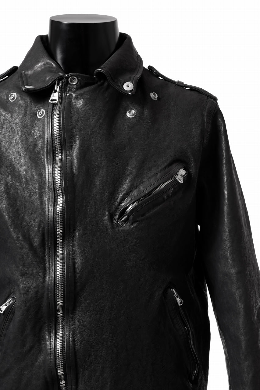 画像をギャラリービューアに読み込む, ISAMU KATAYAMA BACKLASH DOUBLE RIDERS JACKET "RELAX" / GARMENT WASHED JP CALF (BLACK)