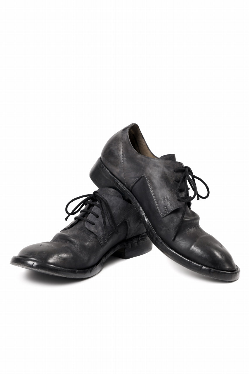 画像をギャラリービューアに読み込む, BORIS BIDJAN SABERI HORSE CULATTA SKIN DERBY SHOES / OBJECT DYED AND HAND-TREATED "SHOE2.1" (BLACK)