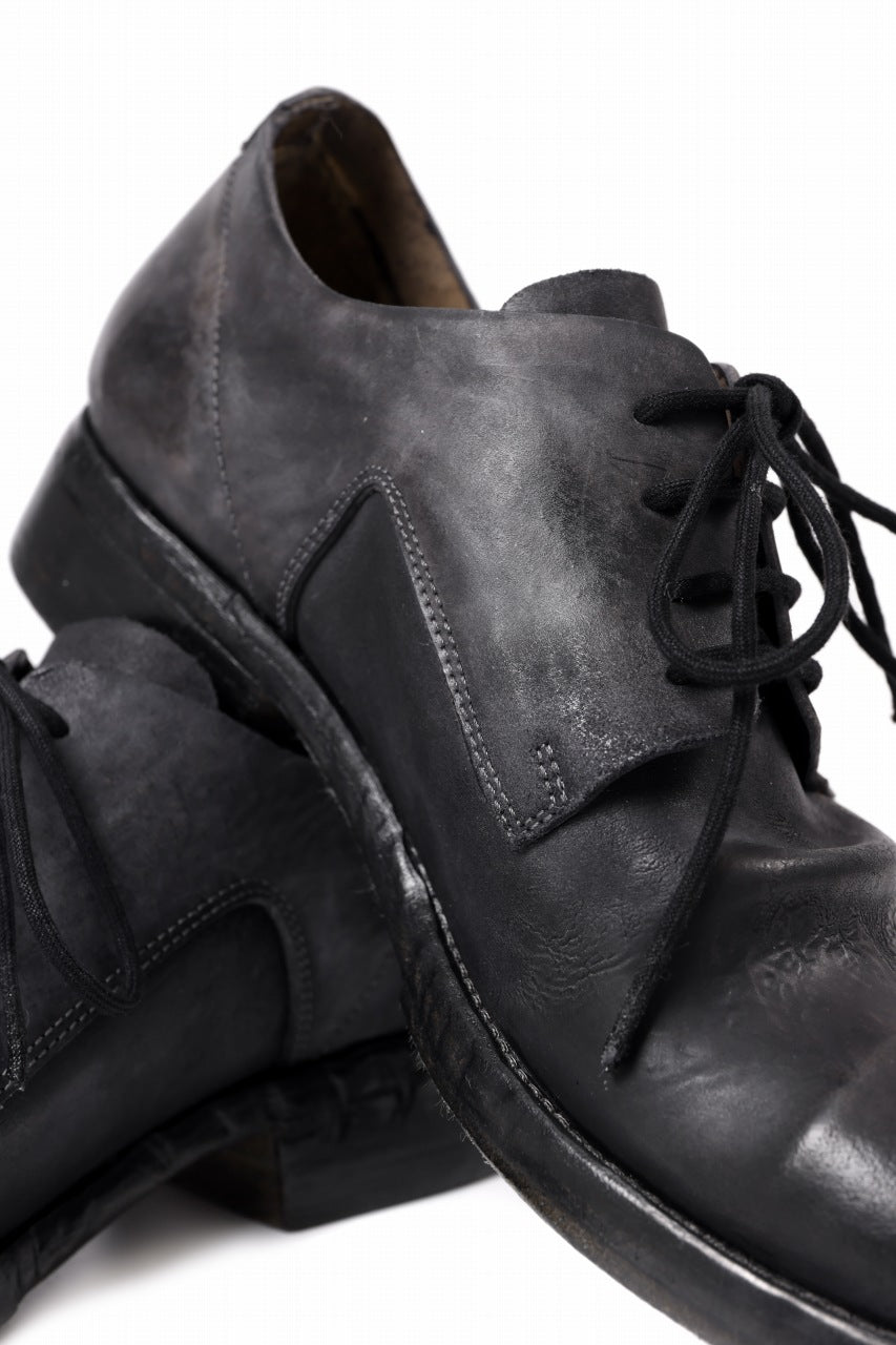 画像をギャラリービューアに読み込む, BORIS BIDJAN SABERI HORSE CULATTA SKIN DERBY SHOES / OBJECT DYED AND HAND-TREATED "SHOE2.1" (BLACK)