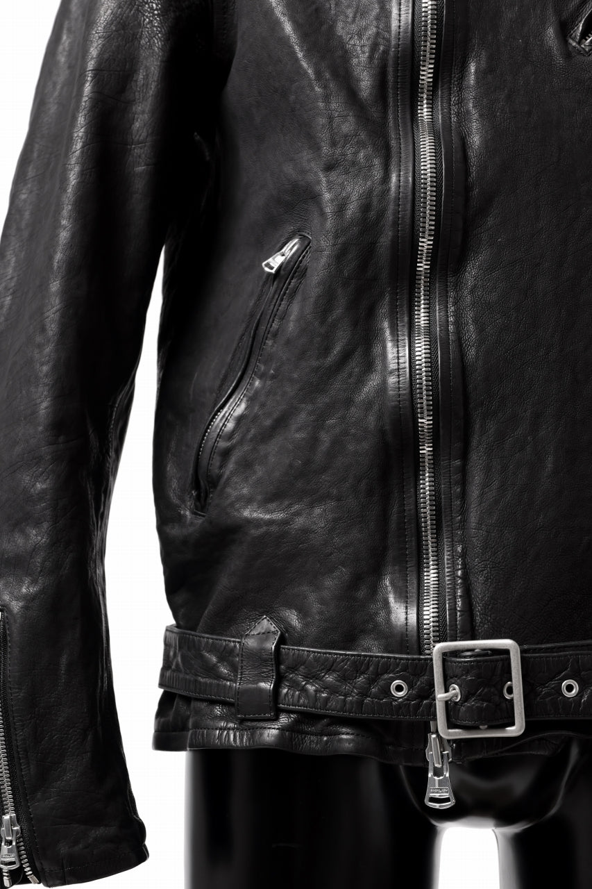 画像をギャラリービューアに読み込む, ISAMU KATAYAMA BACKLASH DOUBLE RIDERS JACKET "RELAX" / GARMENT WASHED JP CALF (BLACK)
