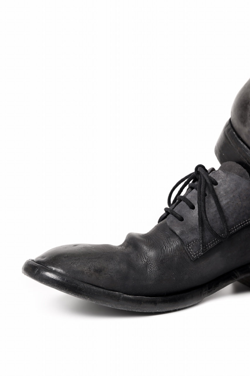 画像をギャラリービューアに読み込む, BORIS BIDJAN SABERI HORSE CULATTA SKIN DERBY SHOES / OBJECT DYED AND HAND-TREATED &quot;SHOE2.1&quot; (BLACK)