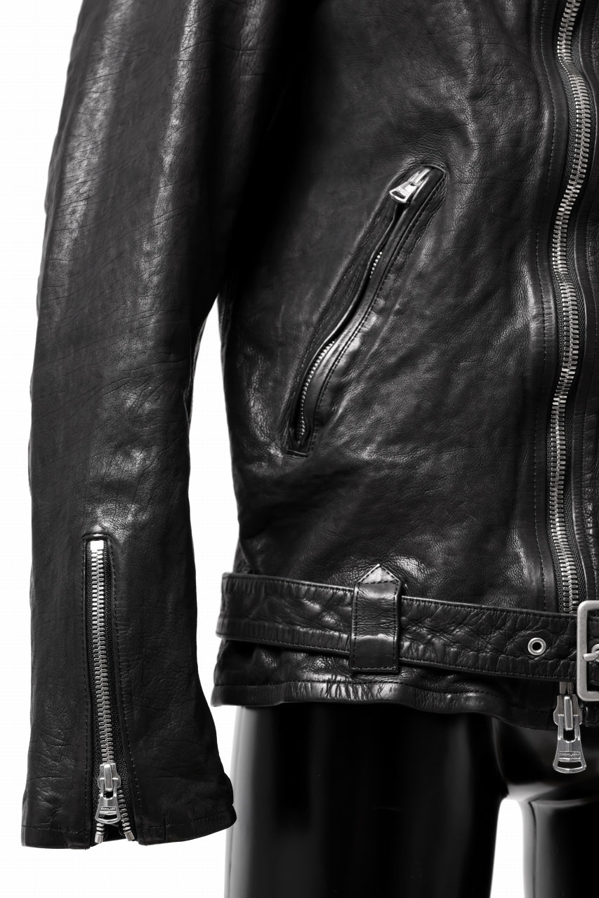 画像をギャラリービューアに読み込む, ISAMU KATAYAMA BACKLASH DOUBLE RIDERS JACKET "RELAX" / GARMENT WASHED JP CALF (BLACK)