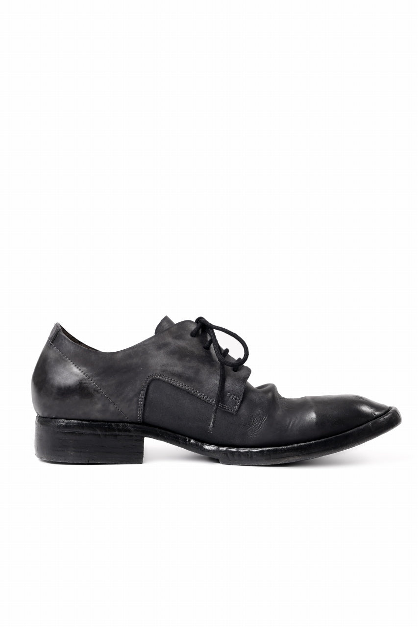 画像をギャラリービューアに読み込む, BORIS BIDJAN SABERI HORSE CULATTA SKIN DERBY SHOES / OBJECT DYED AND HAND-TREATED "SHOE2.1" (BLACK)