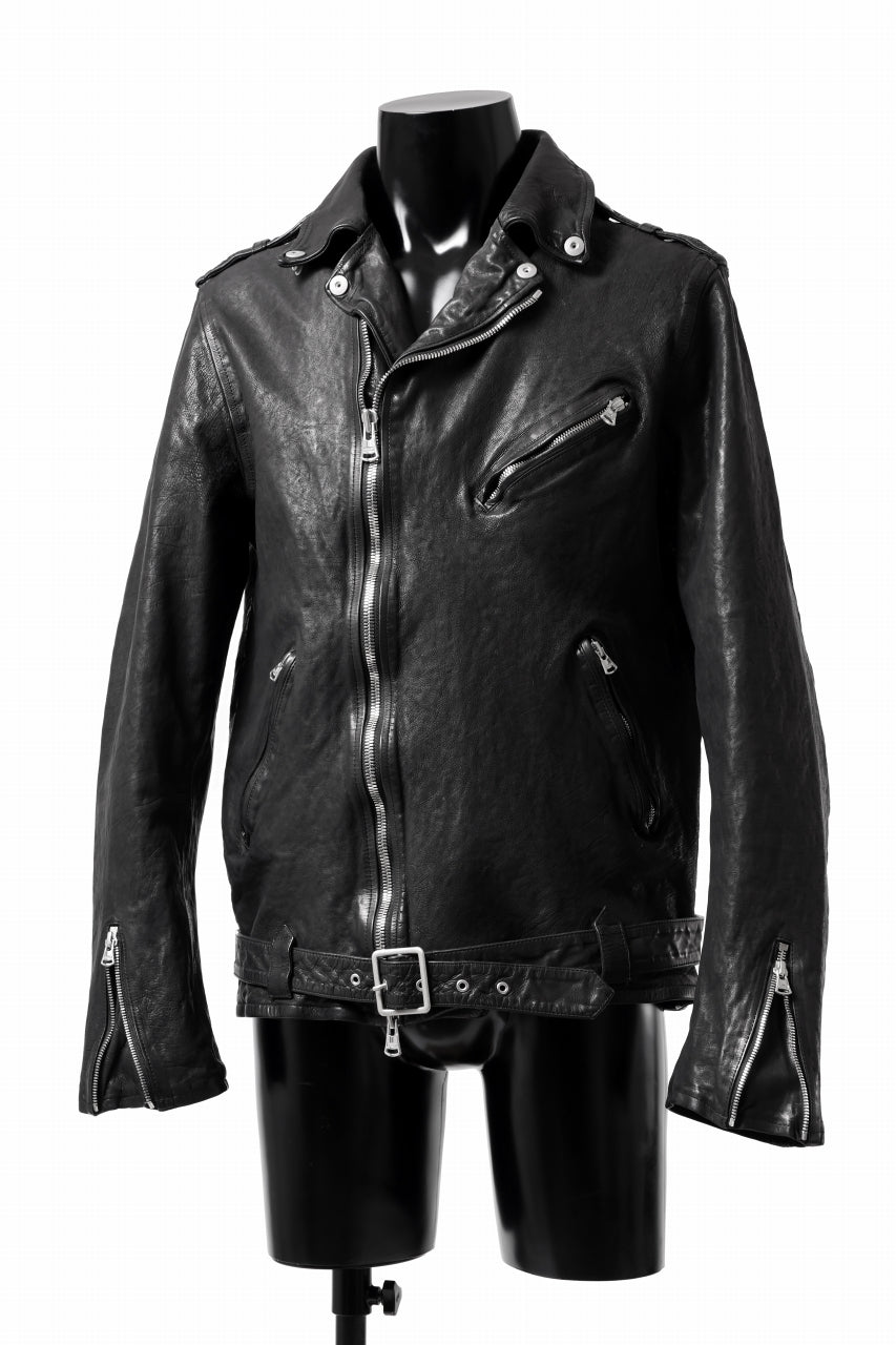 画像をギャラリービューアに読み込む, ISAMU KATAYAMA BACKLASH DOUBLE RIDERS JACKET "RELAX" / GARMENT WASHED JP CALF (BLACK)
