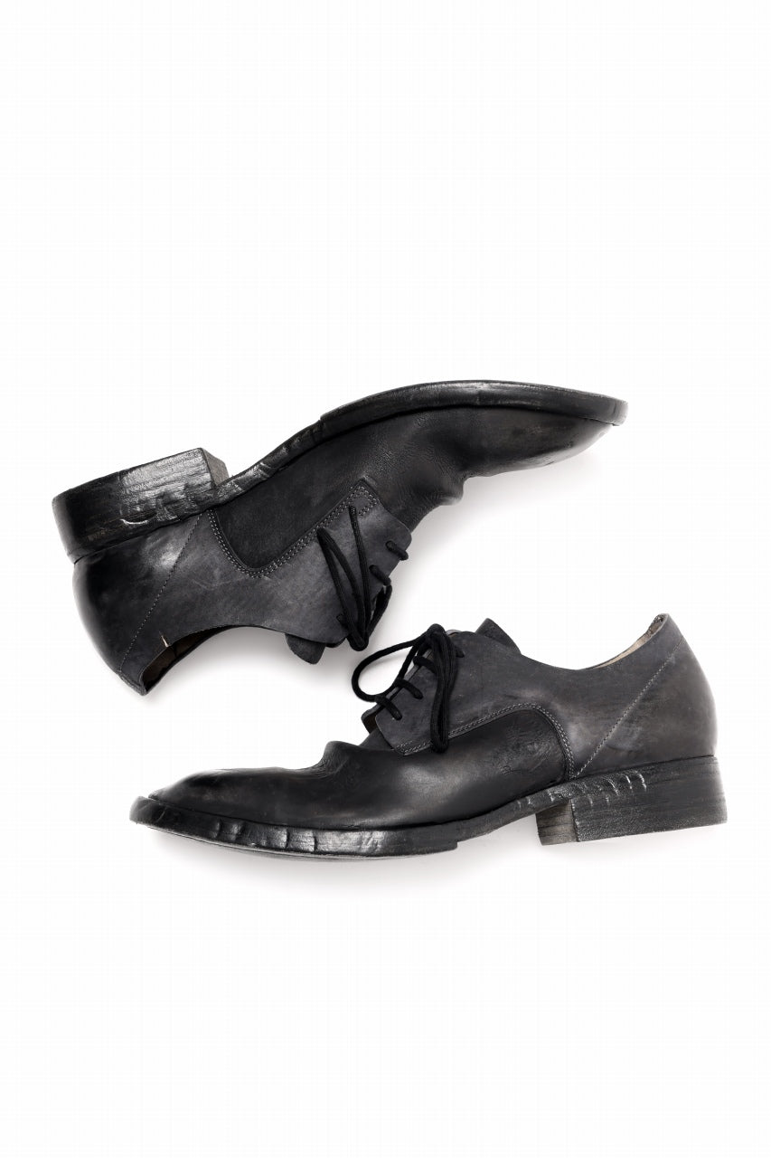 画像をギャラリービューアに読み込む, BORIS BIDJAN SABERI HORSE CULATTA SKIN DERBY SHOES / OBJECT DYED AND HAND-TREATED "SHOE2.1" (BLACK)
