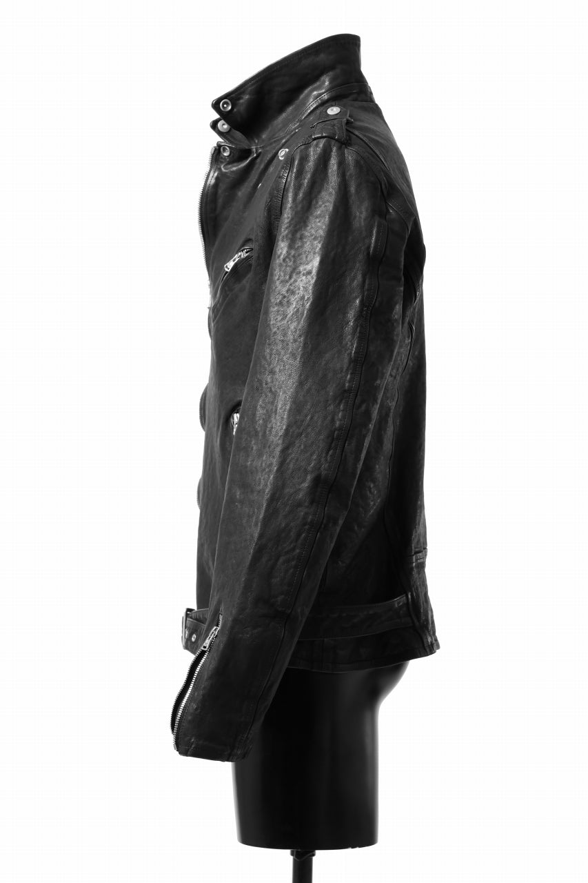画像をギャラリービューアに読み込む, ISAMU KATAYAMA BACKLASH DOUBLE RIDERS JACKET "RELAX" / GARMENT WASHED JP CALF (BLACK)