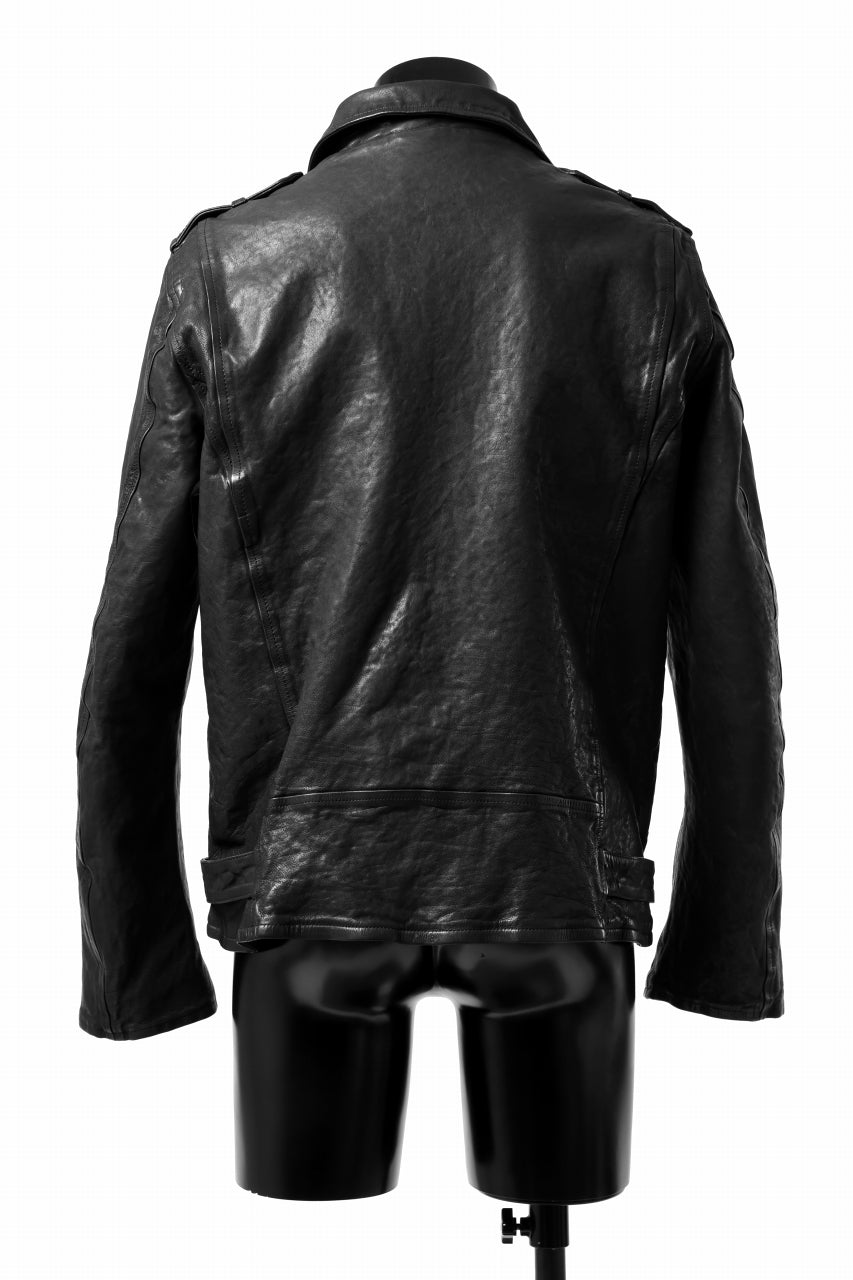 画像をギャラリービューアに読み込む, ISAMU KATAYAMA BACKLASH DOUBLE RIDERS JACKET "RELAX" / GARMENT WASHED JP CALF (BLACK)