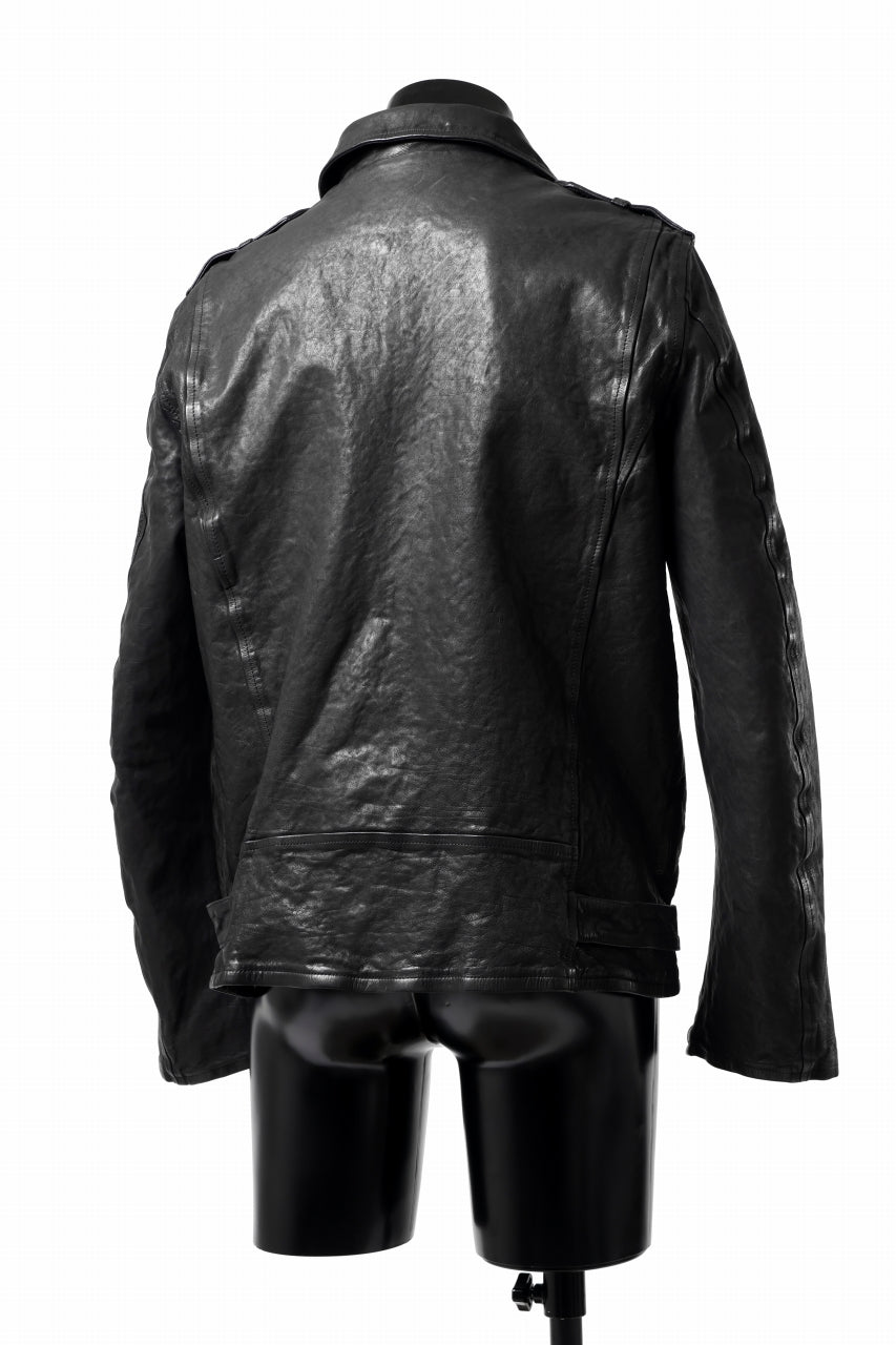画像をギャラリービューアに読み込む, ISAMU KATAYAMA BACKLASH DOUBLE RIDERS JACKET "RELAX" / GARMENT WASHED JP CALF (BLACK)