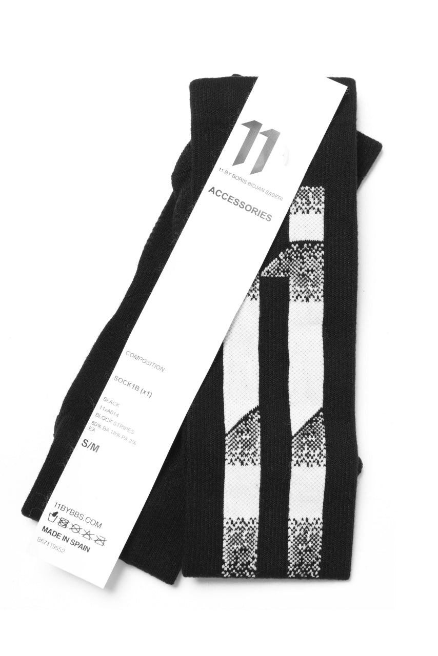 Load image into Gallery viewer, 11 BY BORIS BIDJAN SABERI BLOCK STRIPES SOCKS "SOCKS1B" (BLACK)