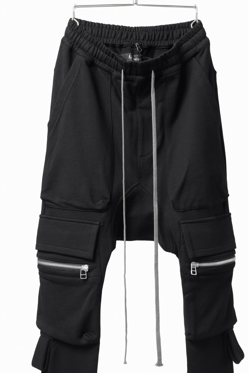 画像をギャラリービューアに読み込む, A.F ARTEFACT FLAP ZIP SARROUEL SKINNY PANTS / COTTON SWEAT (BLACK)